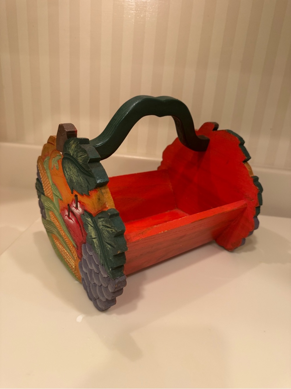 Hand Painted Wooden Fall Harvest Basket - Picture 2 of 15
